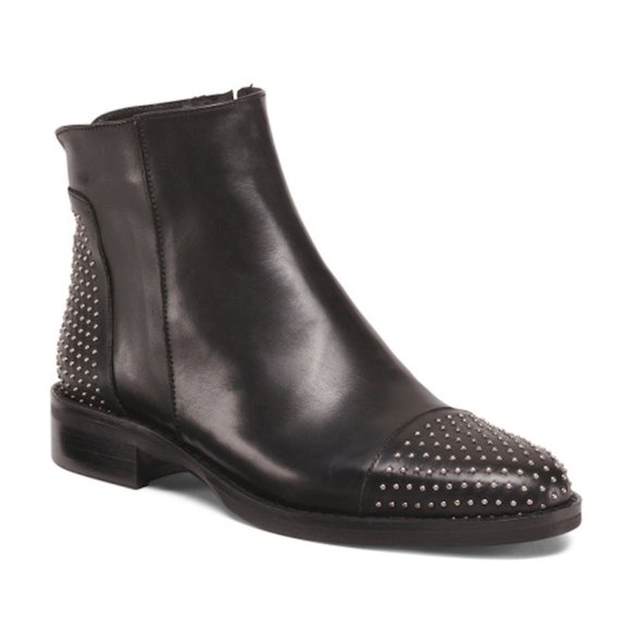 Stelle Monelle Black Studded Leather Ankle Boot - Picture 2 of 6